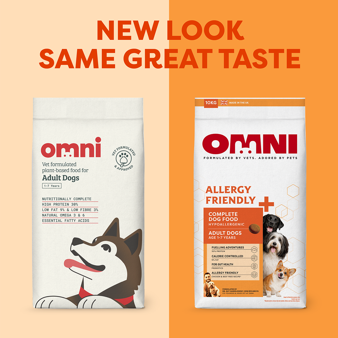Omni Adult Dry Food Packaging showing a brand new look