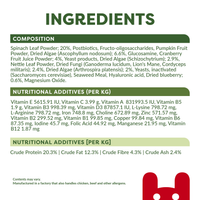 Ingredients and nutritional additives list with a red logo on a white background